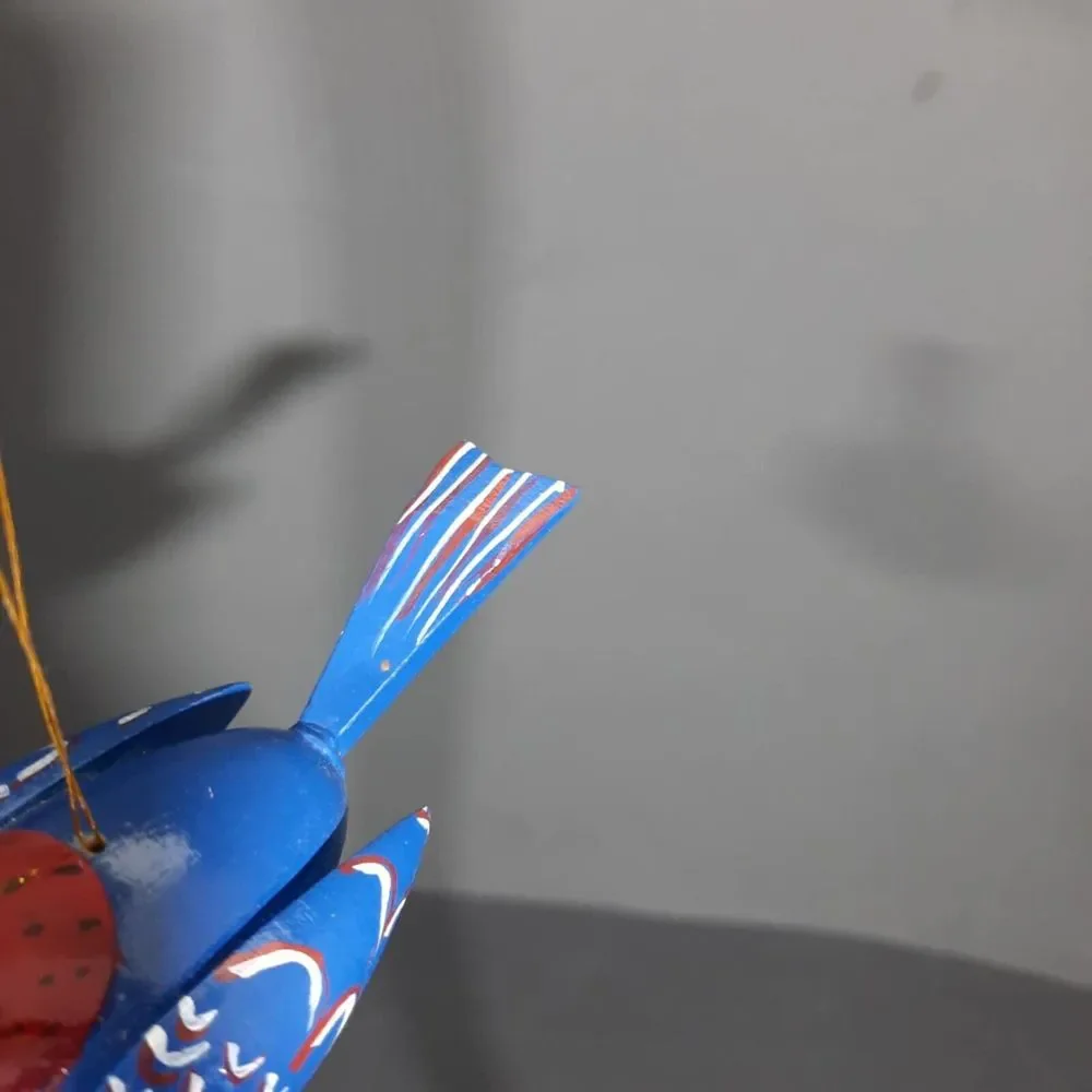 Vintage Hand-Painted‎ Wooden Bird Christmas Ornament Folk Art